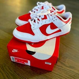 Worn 1 time! Rare red and white Nike dunks! Must have for any collector!